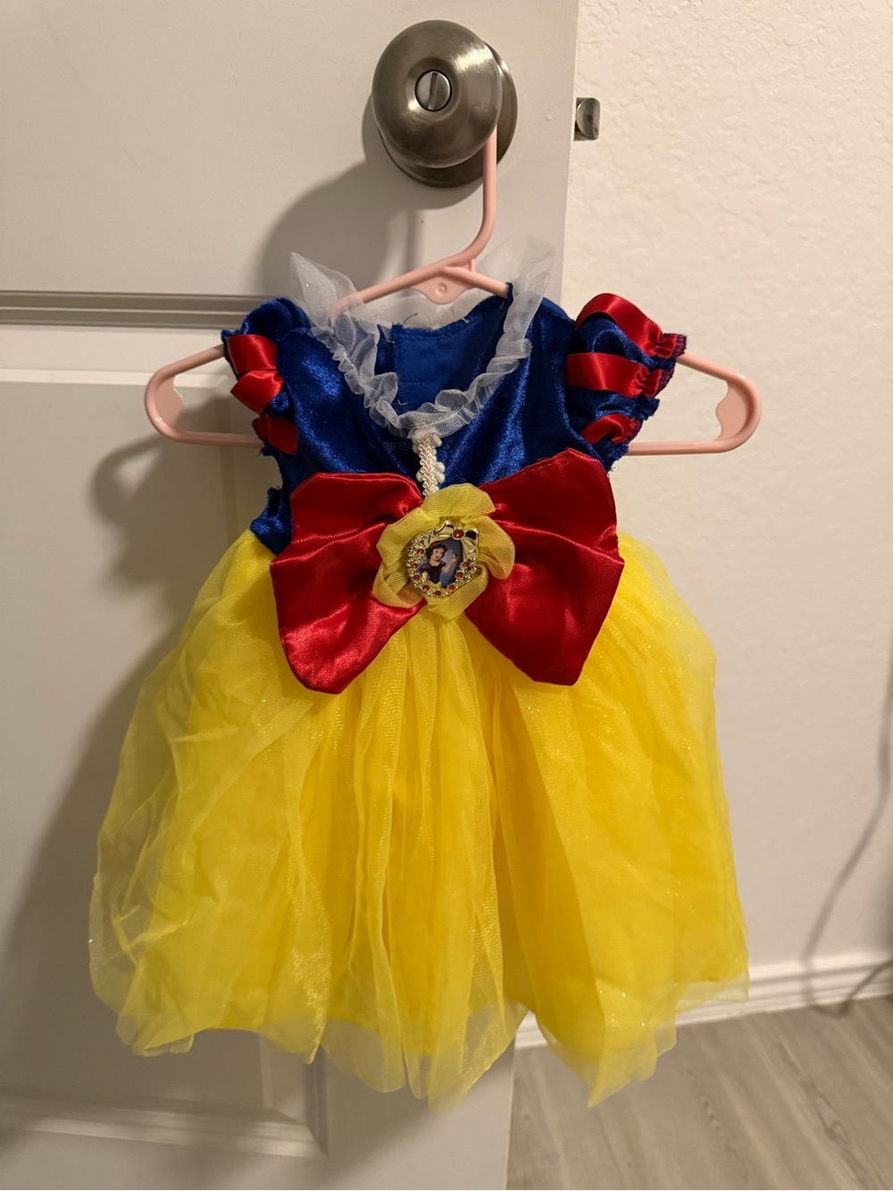 Yellow & Blue Princess Snow White Costume Dress with Red Bow
